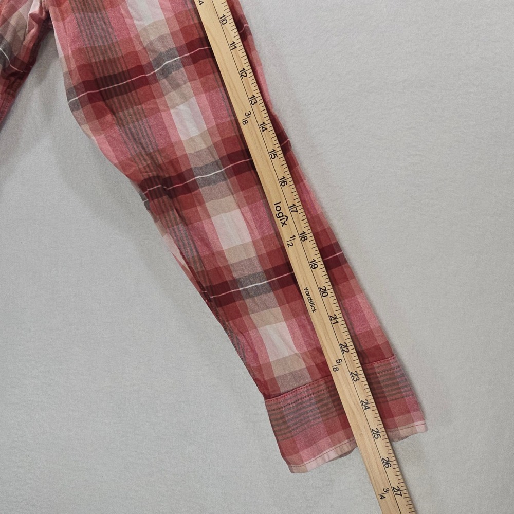 Lands End Mens XXL Red Pink Plaid Button Down Shirt Long Sleeve Traditional Fit - Picture 7 of 8